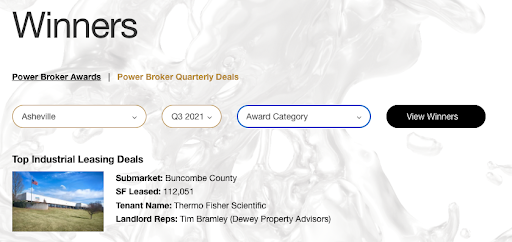 Dewey Property Advisors DPA Honored with Multiple Q3 PowerBroker Awards from CoStar Commercial Real Estate Firm in Asheville, NC
